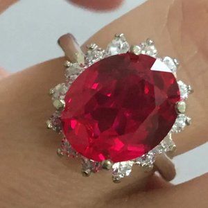 5.75 Ct Oval Natural Ruby & Diamond Wedding Ring Solid 950 Platinum Size